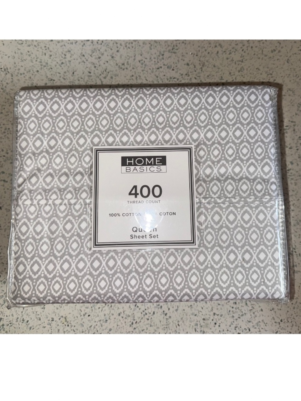 Home Basics 100% Cotton 400 Thread Count Printed Sheet Set - Queen